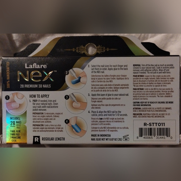 Laflare NEX 28 PREMIUM 3D NAILS REGULAR LENGTH R-STTO11 100% HANDCRAFTED - Picture 2 of 3